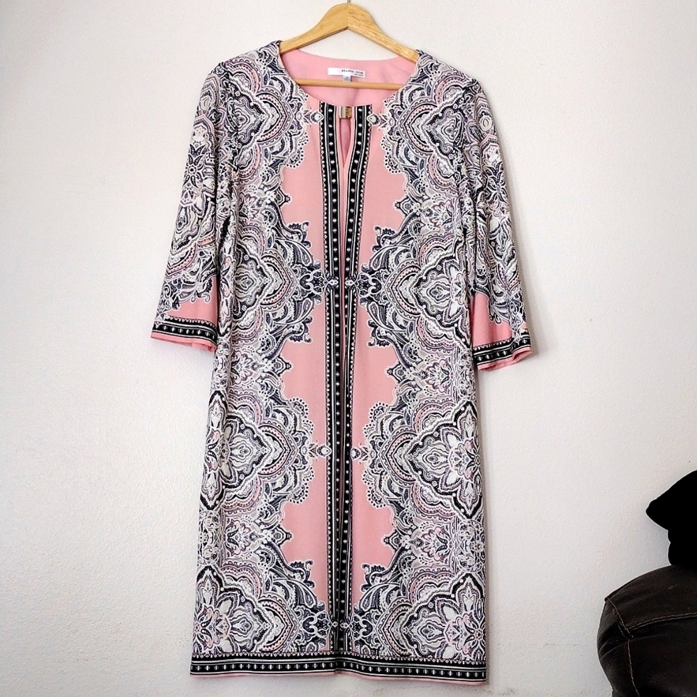 Studio One Pink and Black Patterned Dress
